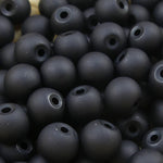 Perle de verre ronde givrée mate 8 - Noir  (10pces)
