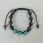 Bracelet avec perles en hématite synthétique et strass (1 pce)