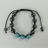 Bracelet avec perles en hématite synthétique et strass (1 pce)