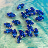 Navette montée 10 x 5 mm - Saphir  (1 pce)