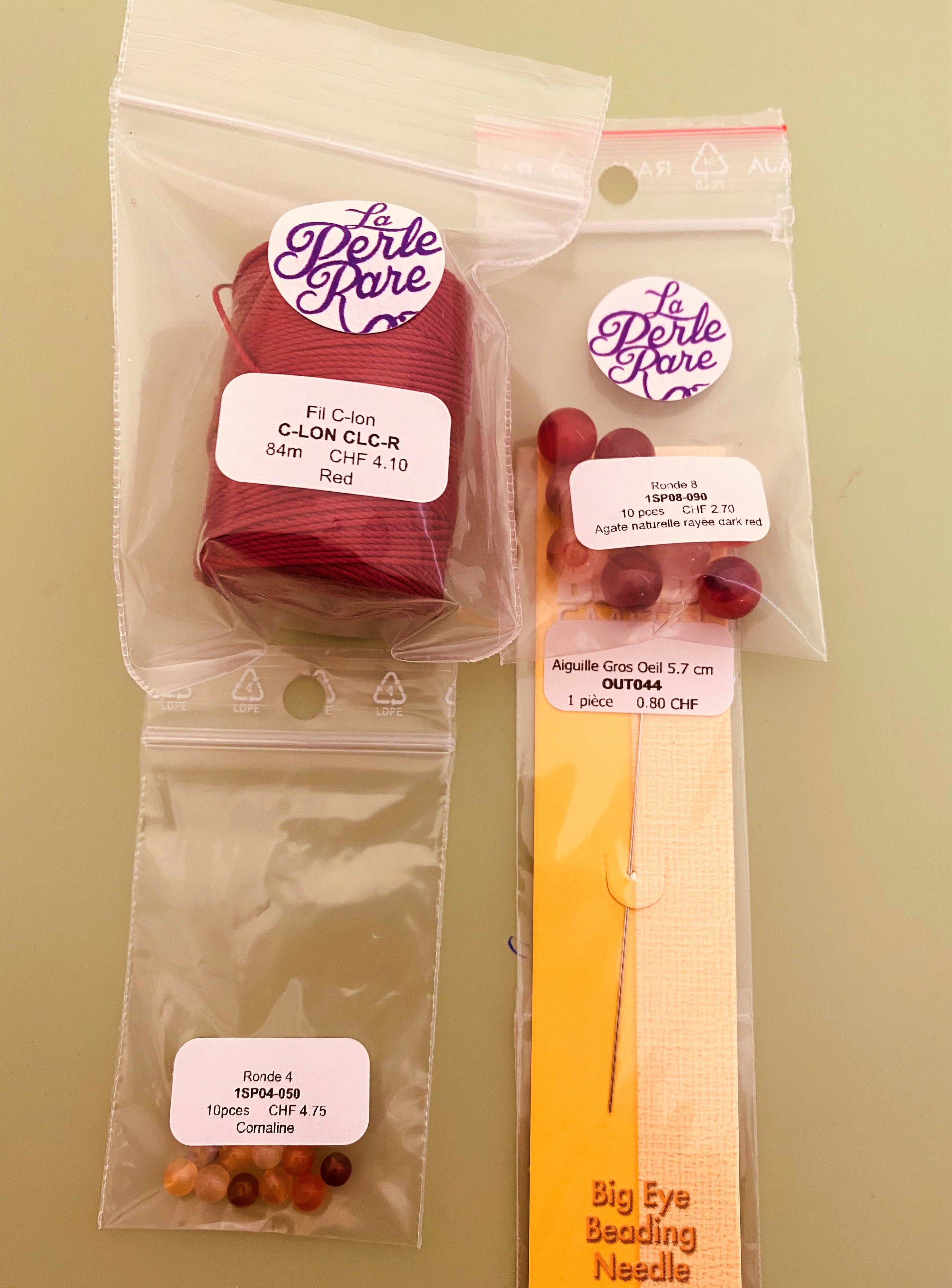 Ronde 8 - Agate Naturelle Rayée rouge foncé (10 pces)