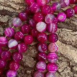 Ronde 10 -  ronde agate rayée naturelle violet / rouge (5 pces)