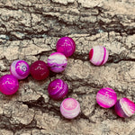 Ronde 10 -  ronde agate rayée naturelle violet / rouge (5 pces)