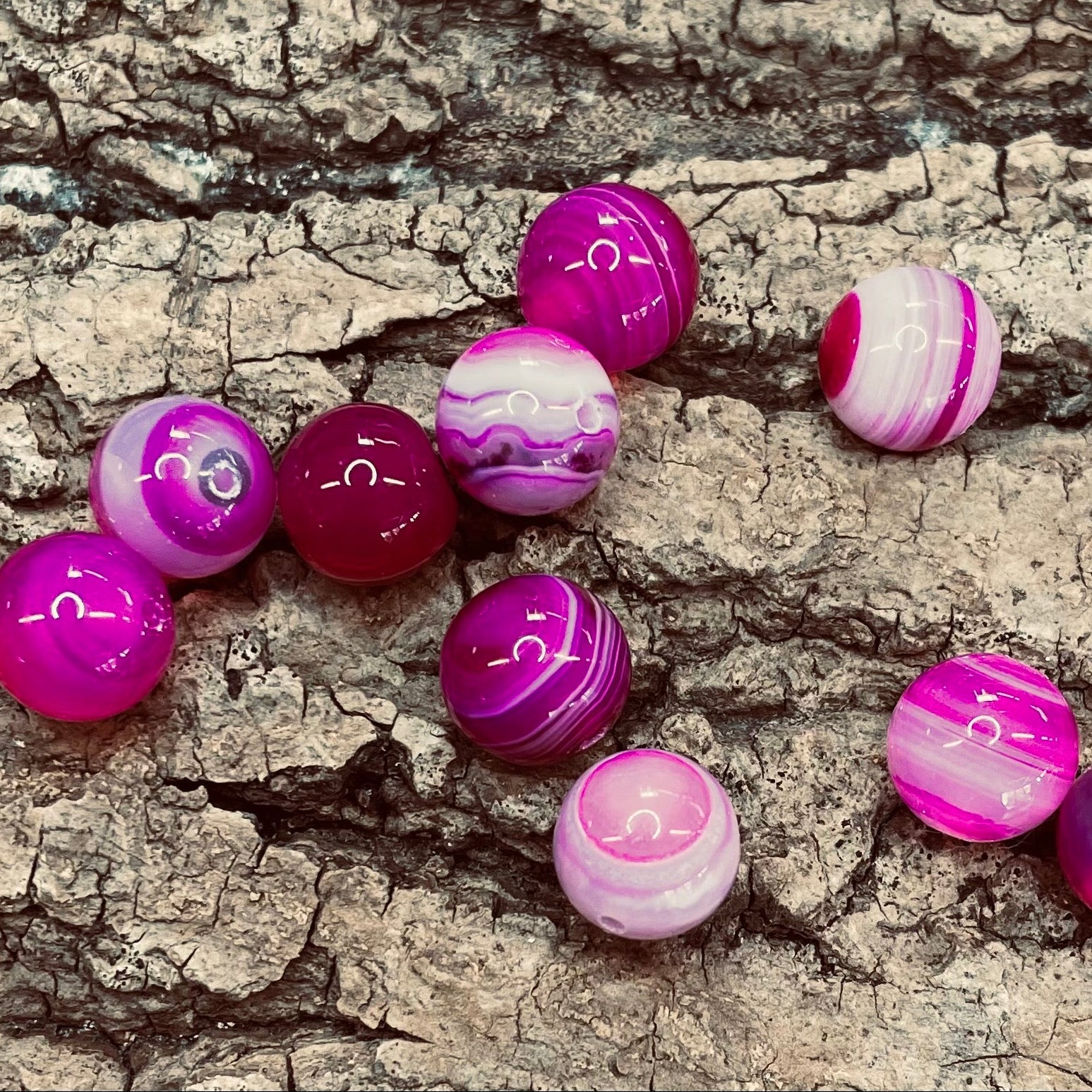 Ronde 10 -  ronde agate rayée naturelle violet / rouge (5 pces)
