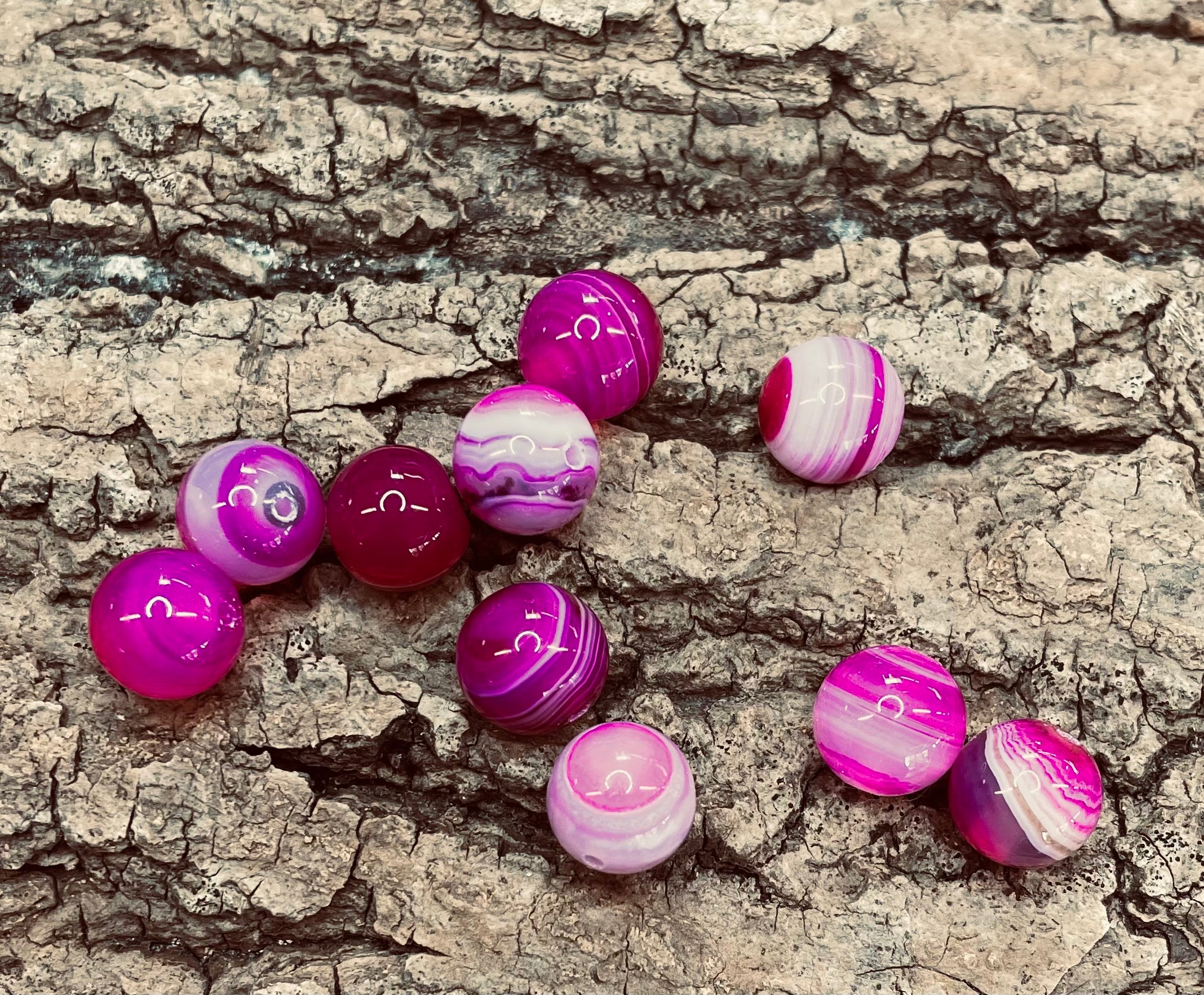 Ronde 10 -  ronde agate rayée naturelle violet / rouge (5 pces)