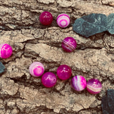 Ronde 10 -  ronde agate rayée naturelle violet / rouge (5 pces)