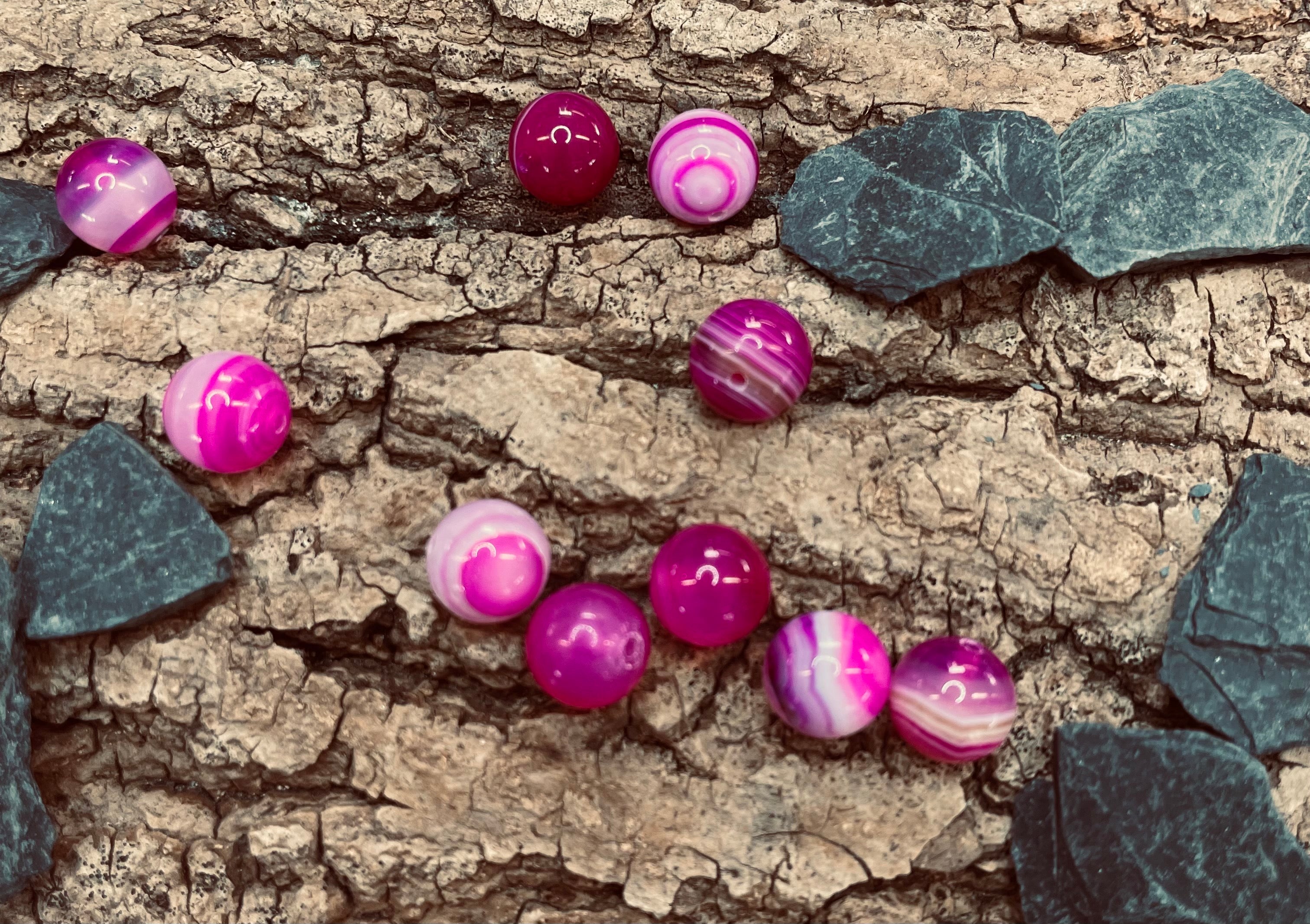 Ronde 10 -  ronde agate rayée naturelle violet / rouge (5 pces)