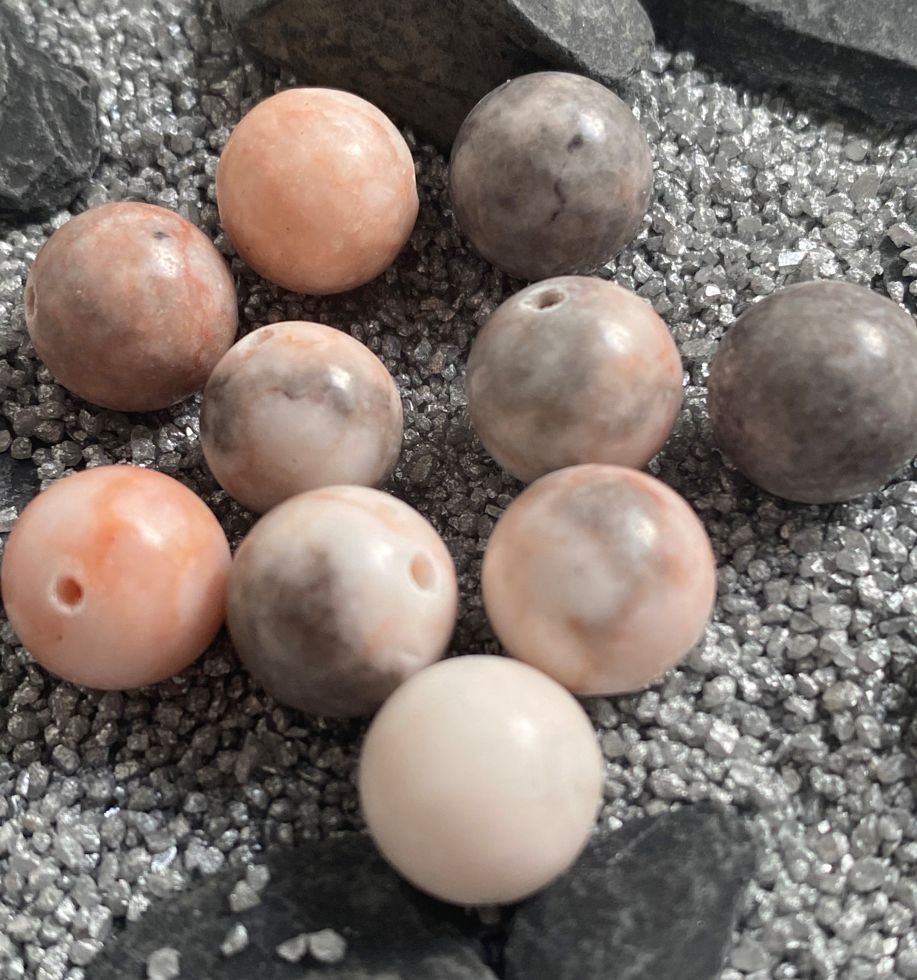 Ronde 10 - Jaspe naturelle zèbre rose (5 pces)