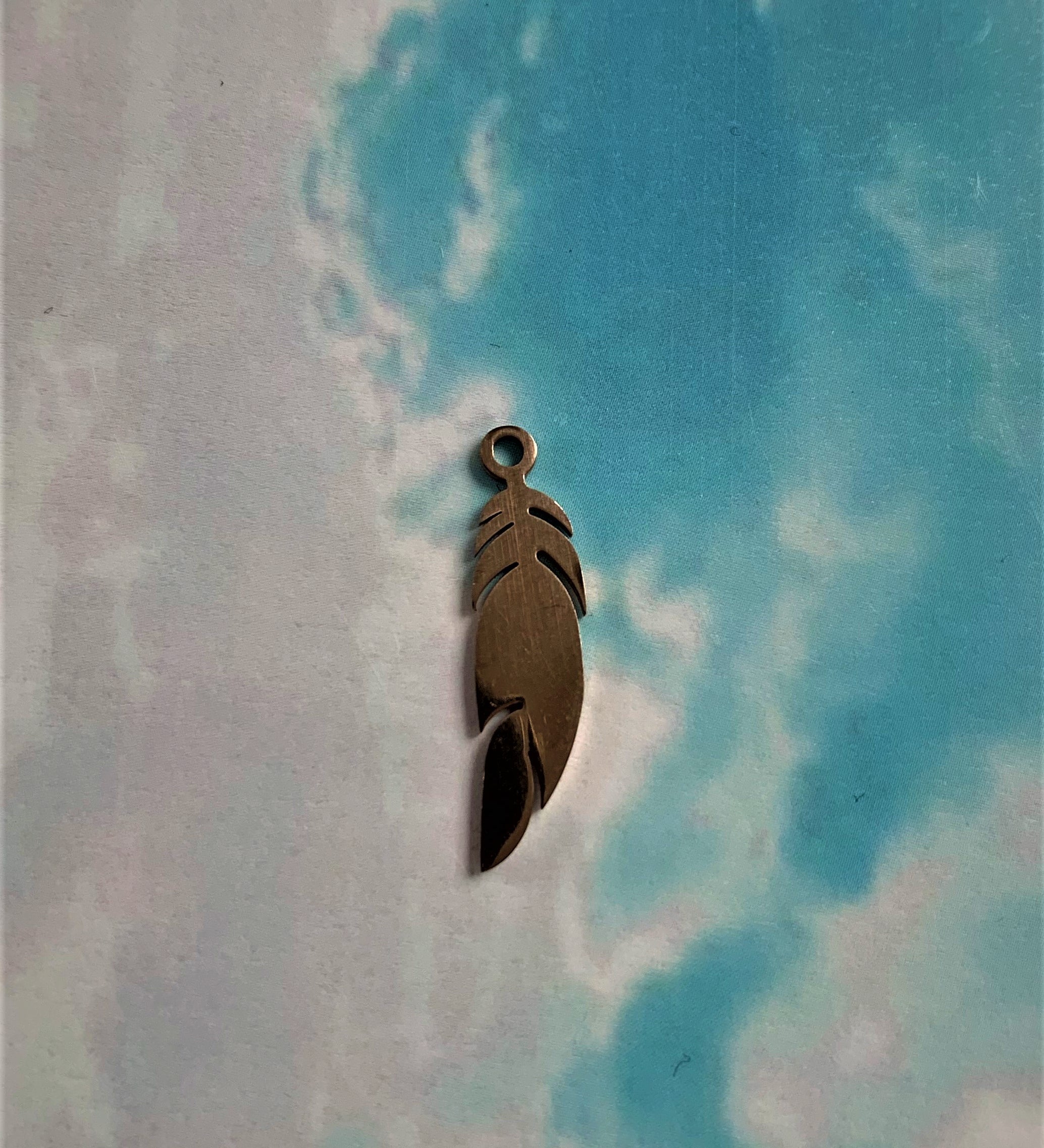 Pendentif - Plume filigrane  Or rose (1 pce)