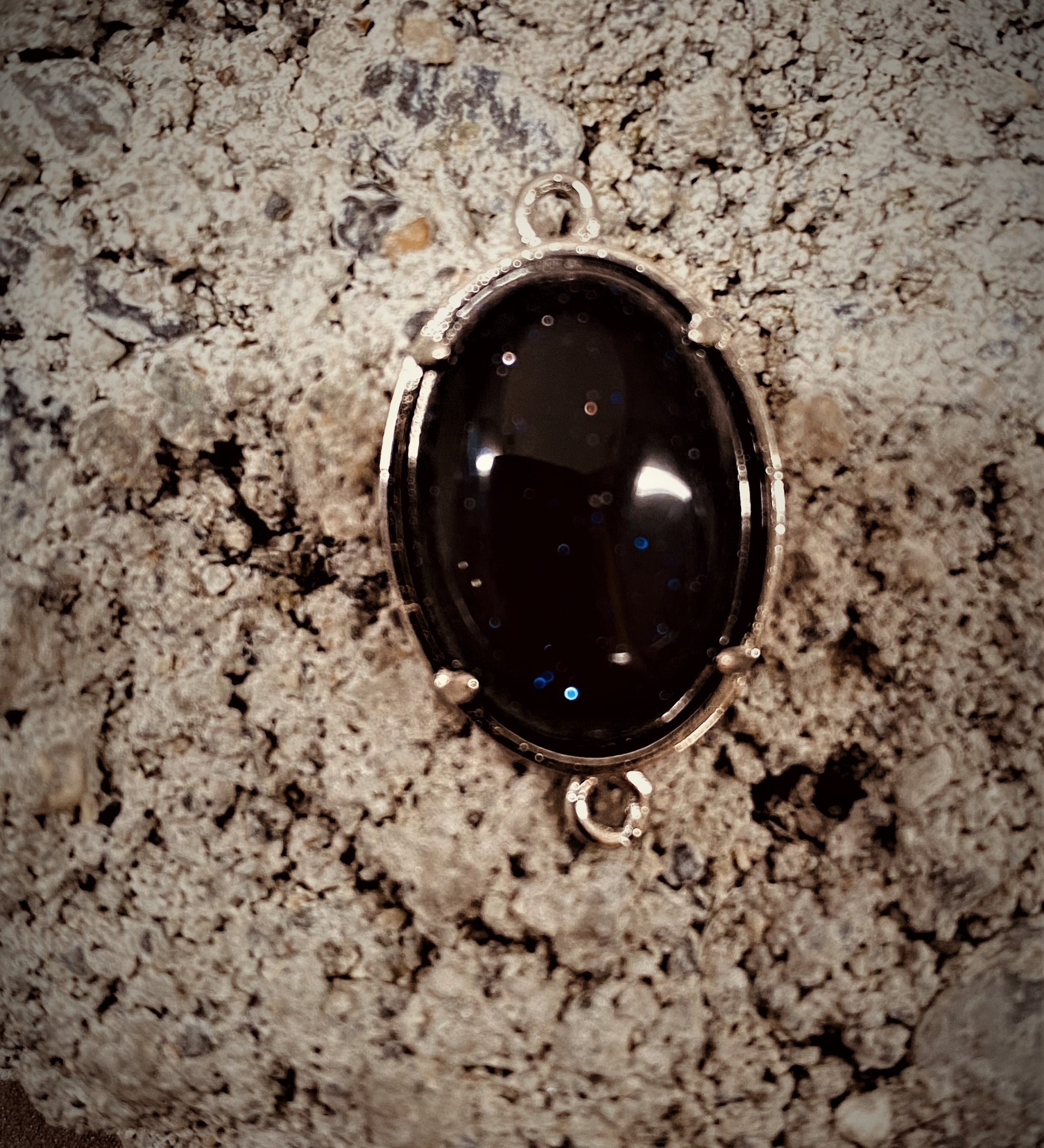 Connecteurs de liens en laiton, platine, ovale -  Synthétique bleue goldstone (1pièce)