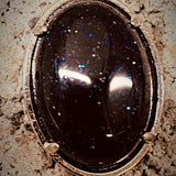 Connecteurs de liens en laiton, platine, ovale -  Synthétique bleue goldstone (1pièce)
