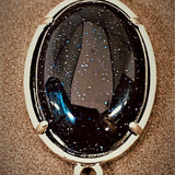 Connecteurs de liens en laiton, platine, ovale -  Synthétique bleue goldstone (1pièce)