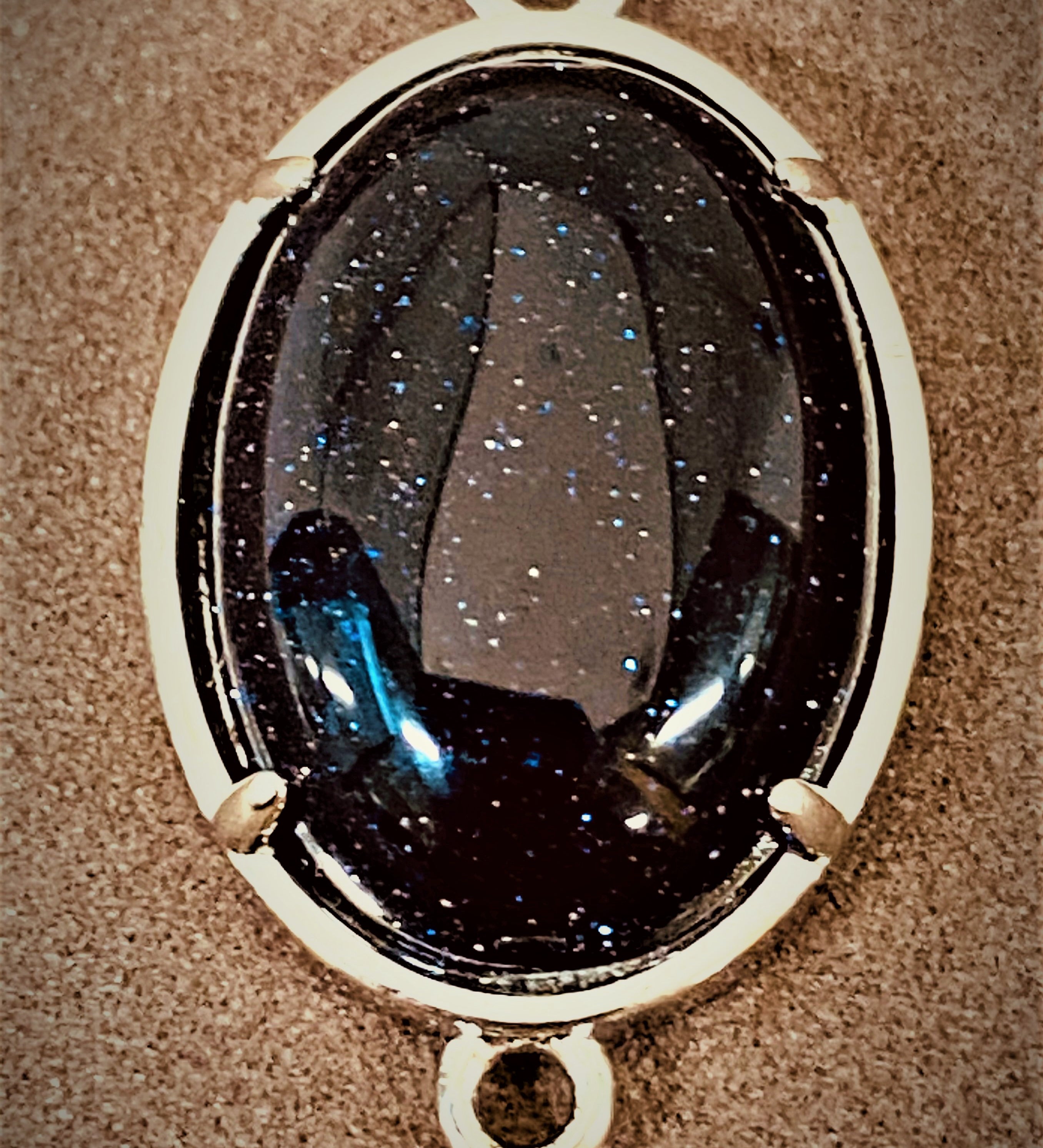 Connecteurs de liens en laiton, platine, ovale -  Synthétique bleue goldstone (1pièce)