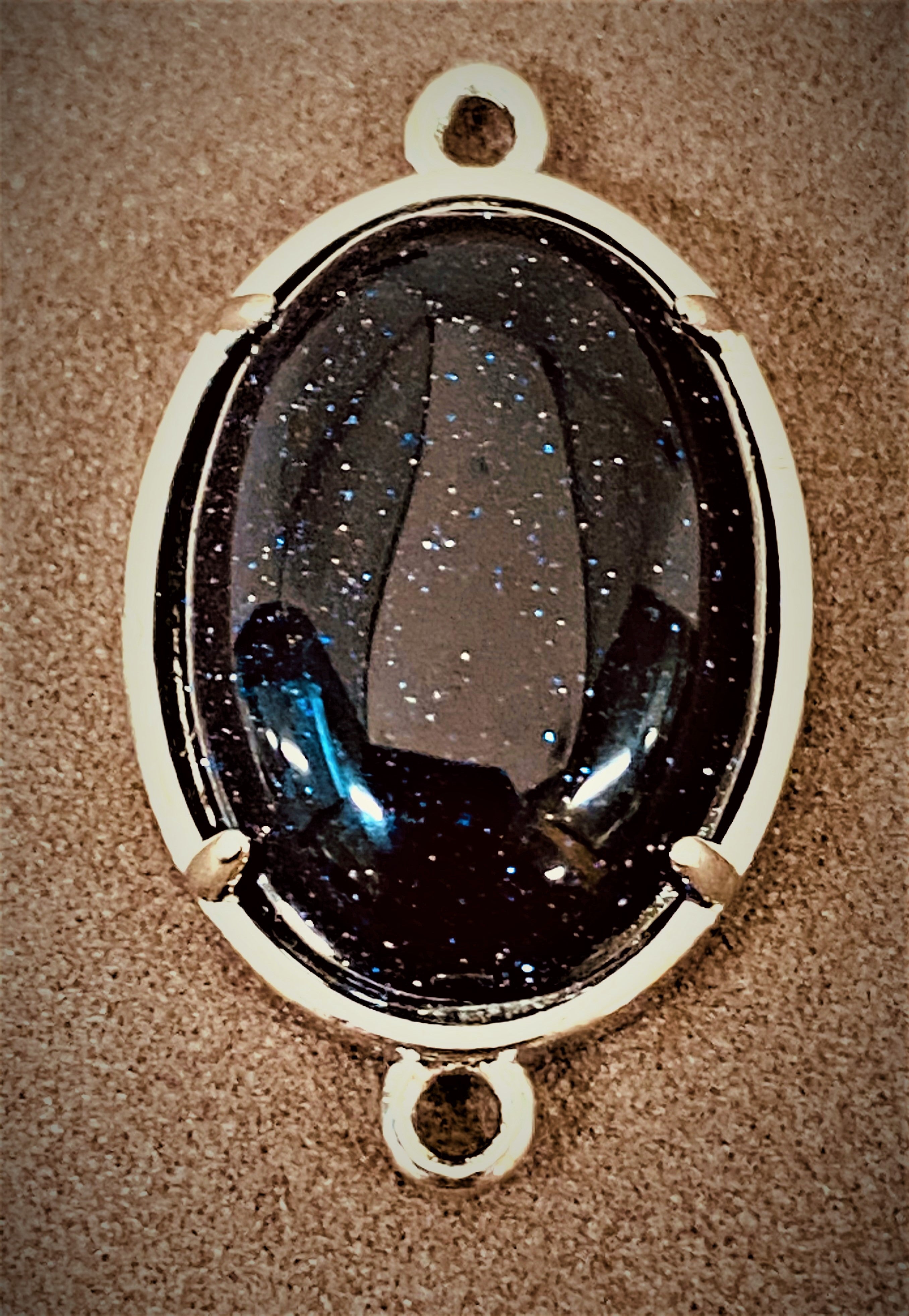 Connecteurs de liens en laiton, platine, ovale -  Synthétique bleue goldstone (1pièce)