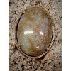 Liens connecteur en laiton, platine,ovale- Labradorite naturelle (1 pce )