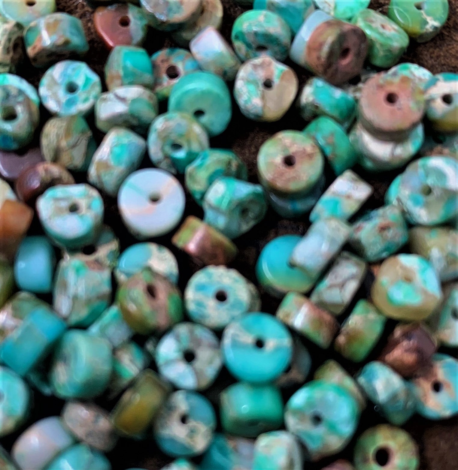 Ronde Plate 4 - Jaspe Impérial synthétiques vert eau (10 pces)