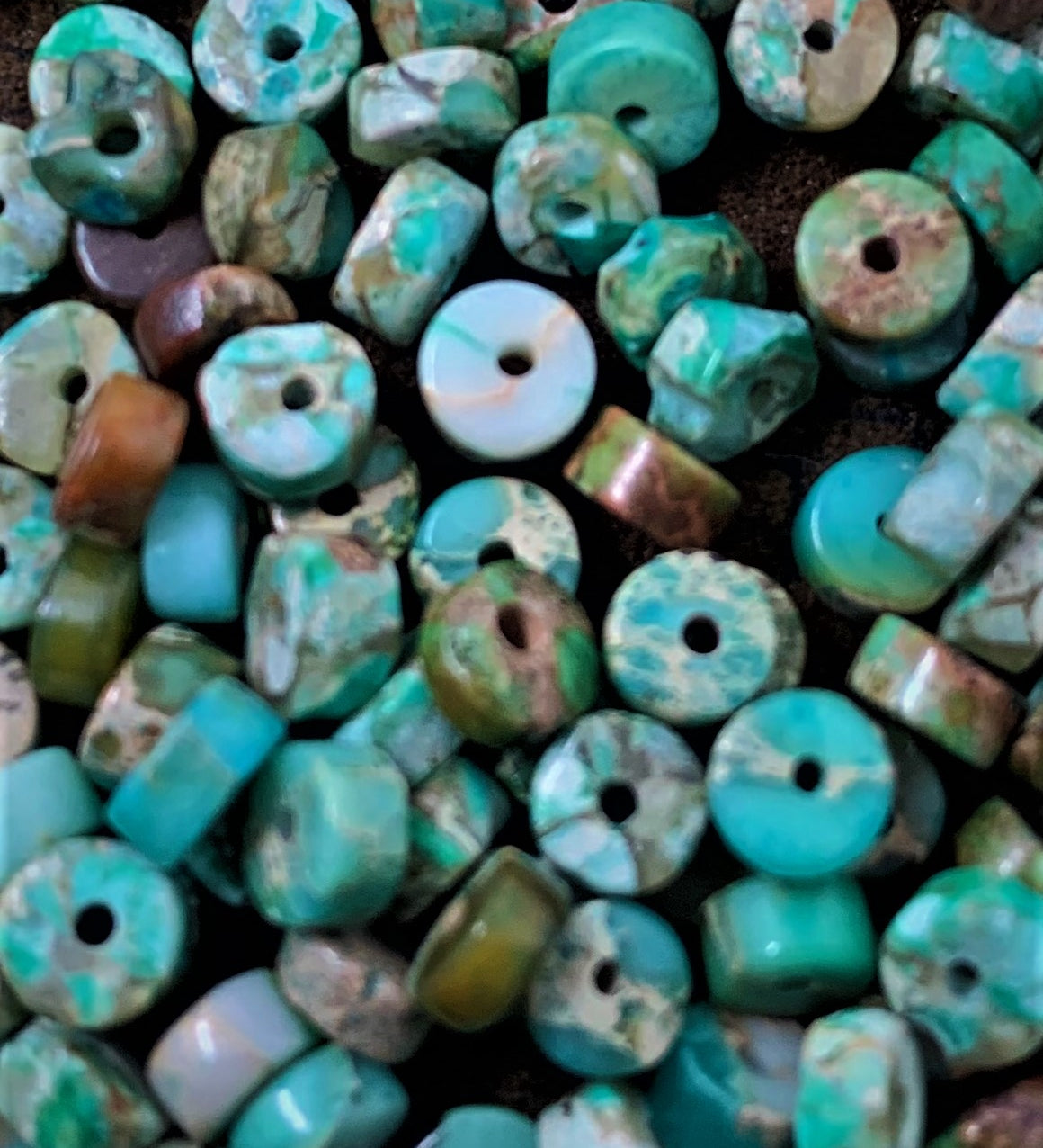 Ronde Plate 4 - Jaspe Impérial synthétiques vert eau (10 pces)