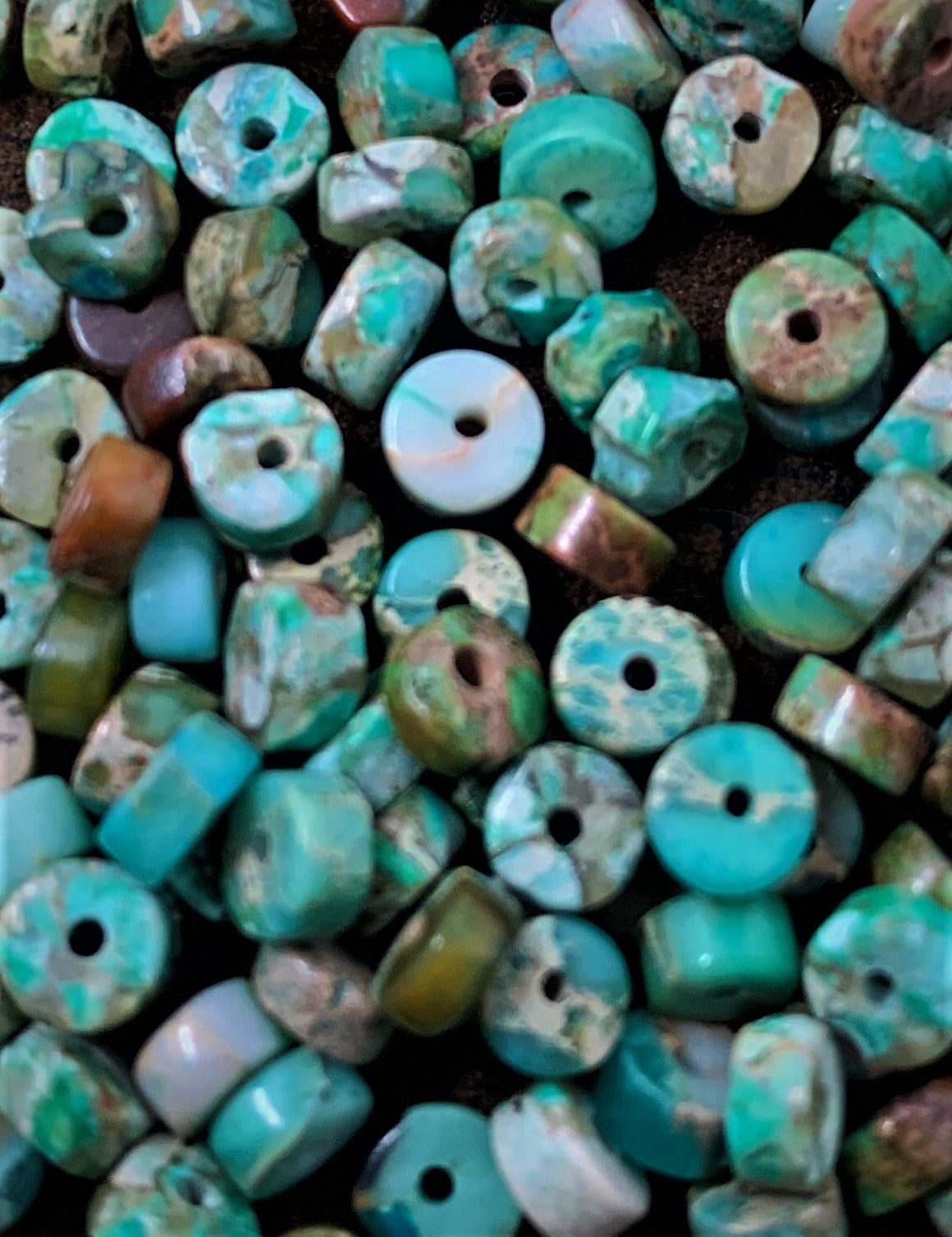 Ronde Plate 4 - Jaspe Impérial synthétiques vert eau (10 pces)