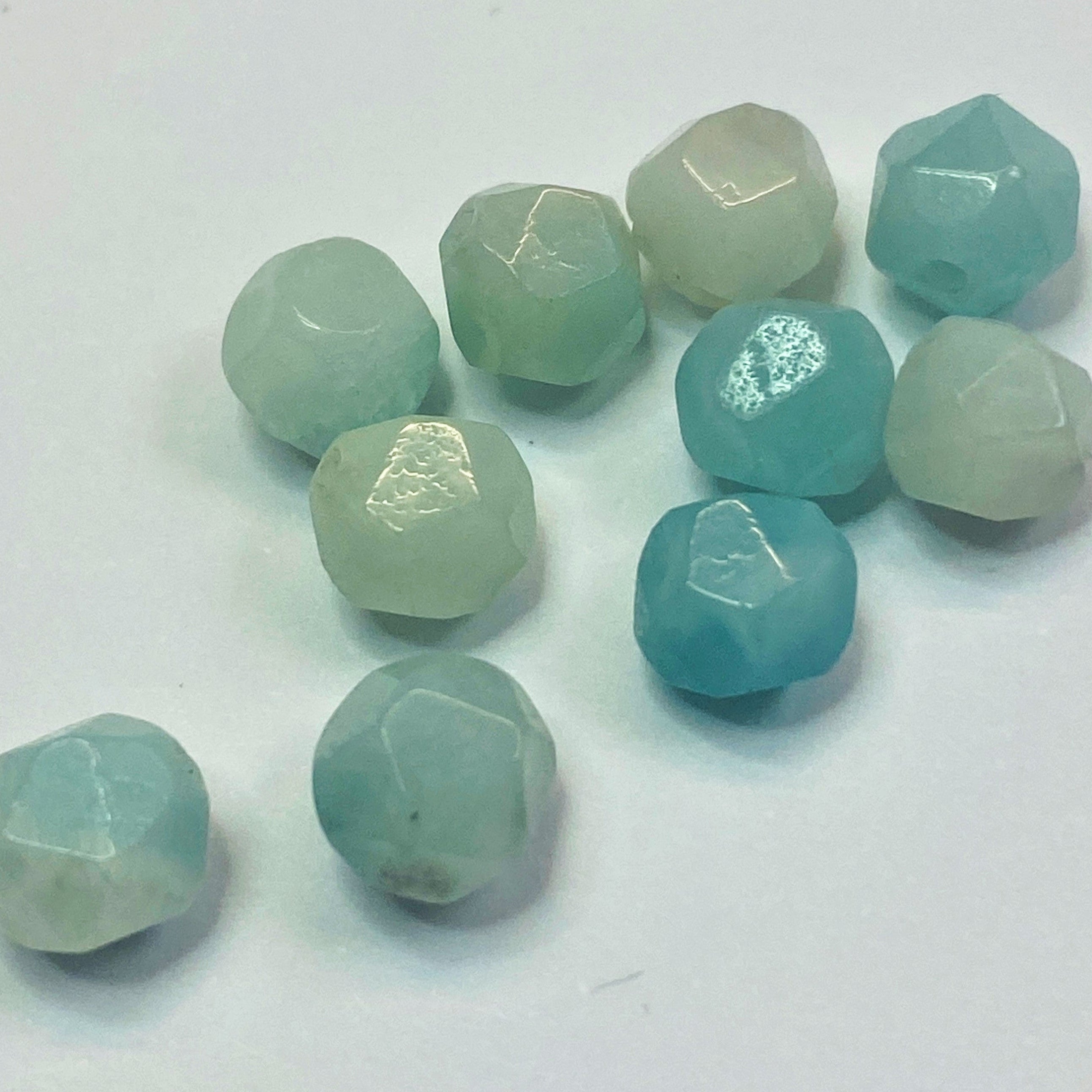 Perles d'amazonite naturelle, taillées à facettes - (10 pces)