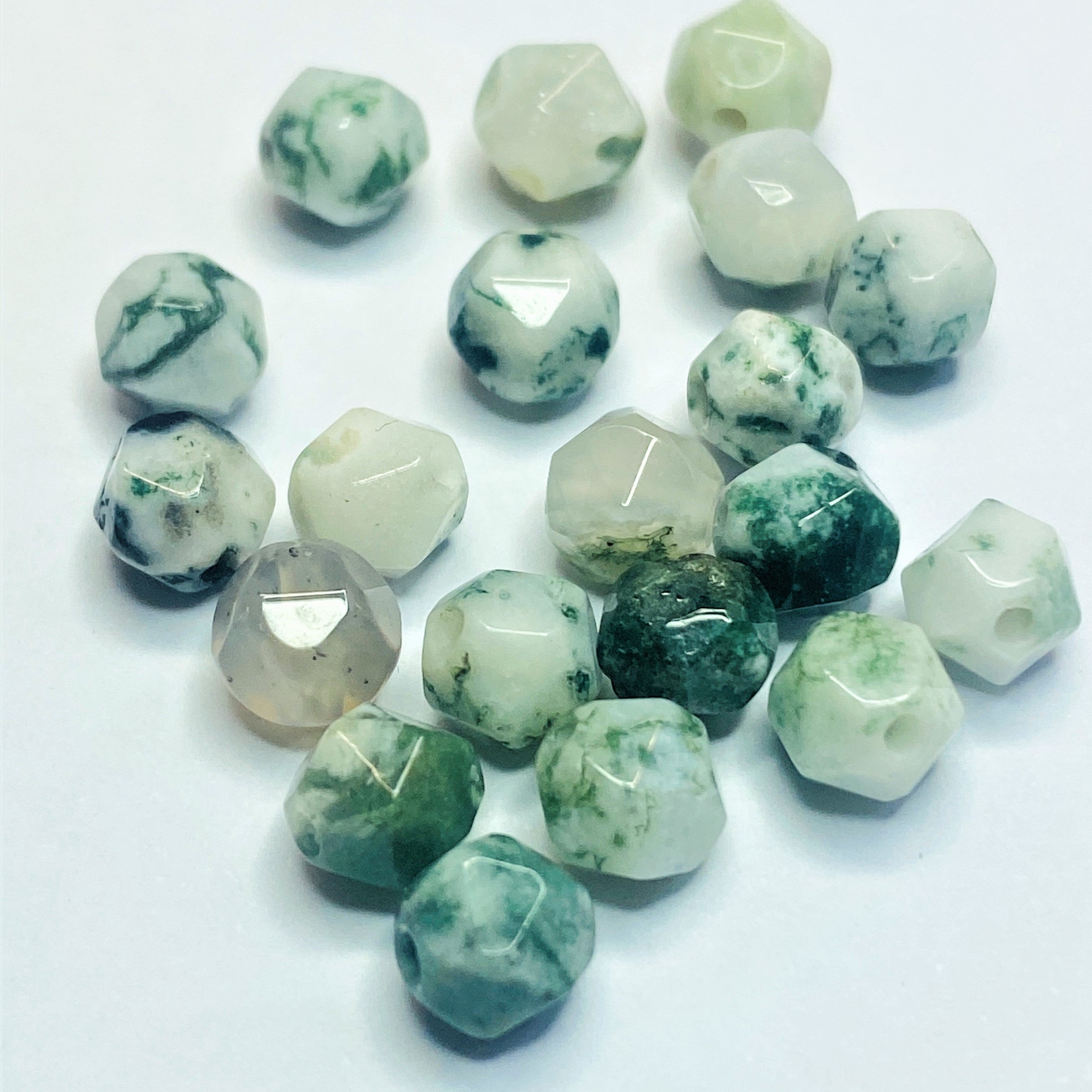 Perles d'agate d'arbre naturel, taillées à facettes - (10 pces)