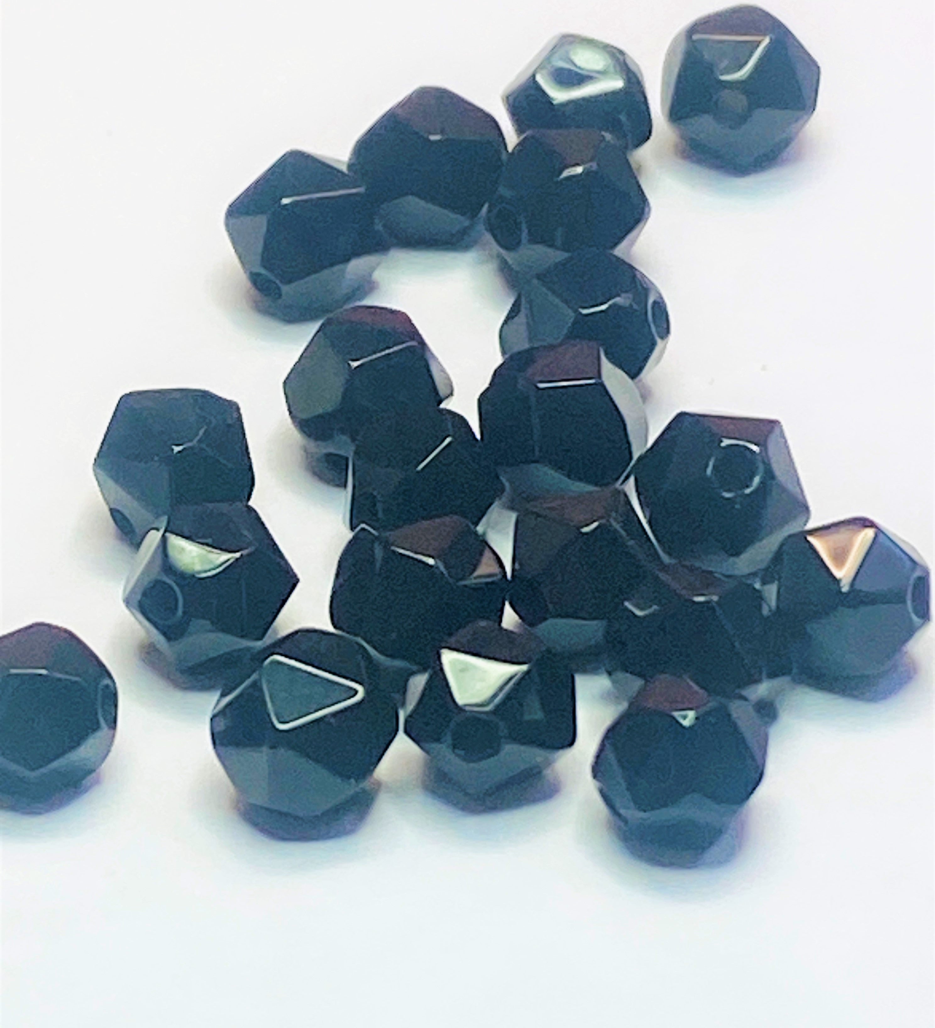 Perles d'onyx noir naturel, taillées et à facettes - (10 pces)