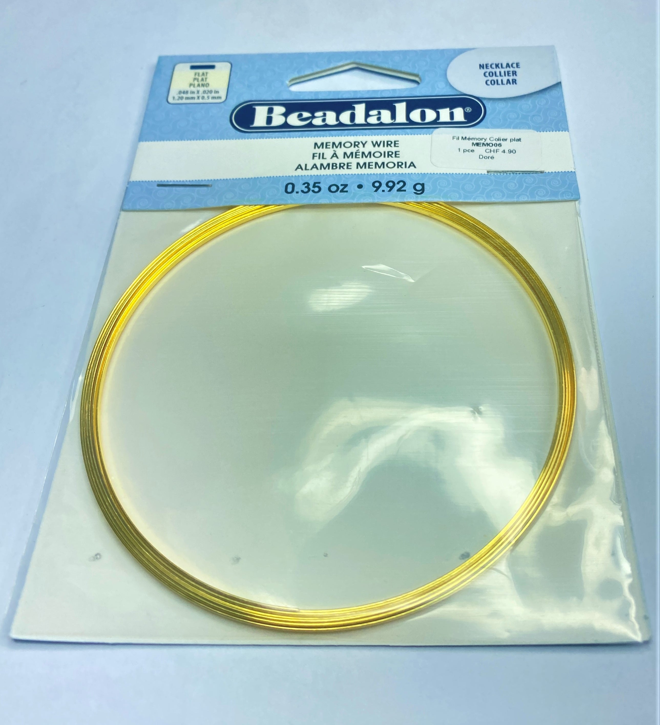 Fil Memory Collier plat doré 12 boucles 1.2 x 0.5 mm