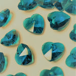 Coeur de verre à facettes Turquoise   (2 pces)
