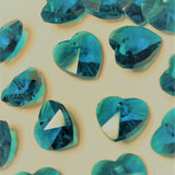 Coeur de verre à facettes Turquoise   (2 pces)