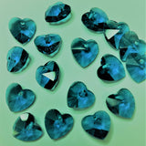 Coeur de verre à facettes Turquoise   (2 pces)