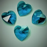 Coeur de verre à facettes Turquoise   (2 pces)