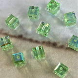 Cube 4mm , Chrysolite AB , (5pces)