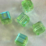 Cube 4mm , Chrysolite AB , (5pces)