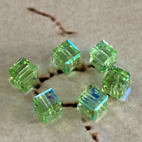 Cube 4mm , Chrysolite AB , (5pces)
