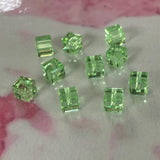 Cube 4mm , Chrysolite , (5pces)