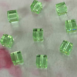 Cube 4mm , Chrysolite , (5pces)