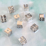 Cube 4mm,  Cornet Argent Light  (5pces)