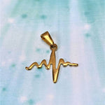 Pendentif - battement de coeur, couleur or (1 pce)