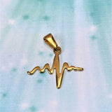 Pendentif - battement de coeur, couleur or (1 pce)