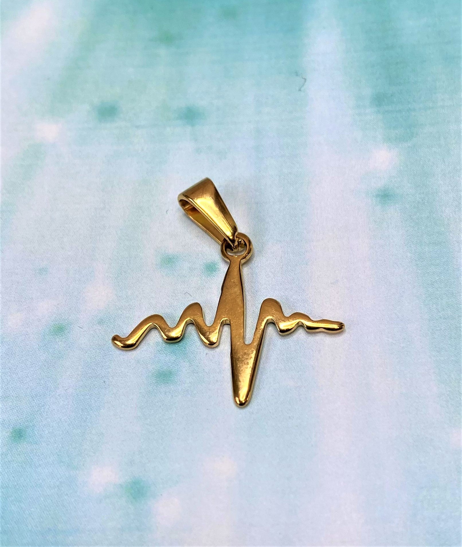 Pendentif - battement de coeur, couleur or (1 pce)