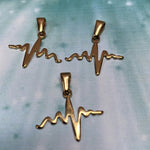 Pendentif - battement de coeur, couleur or (1 pce)