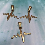 Pendentif - battement de coeur, couleur or (1 pce)