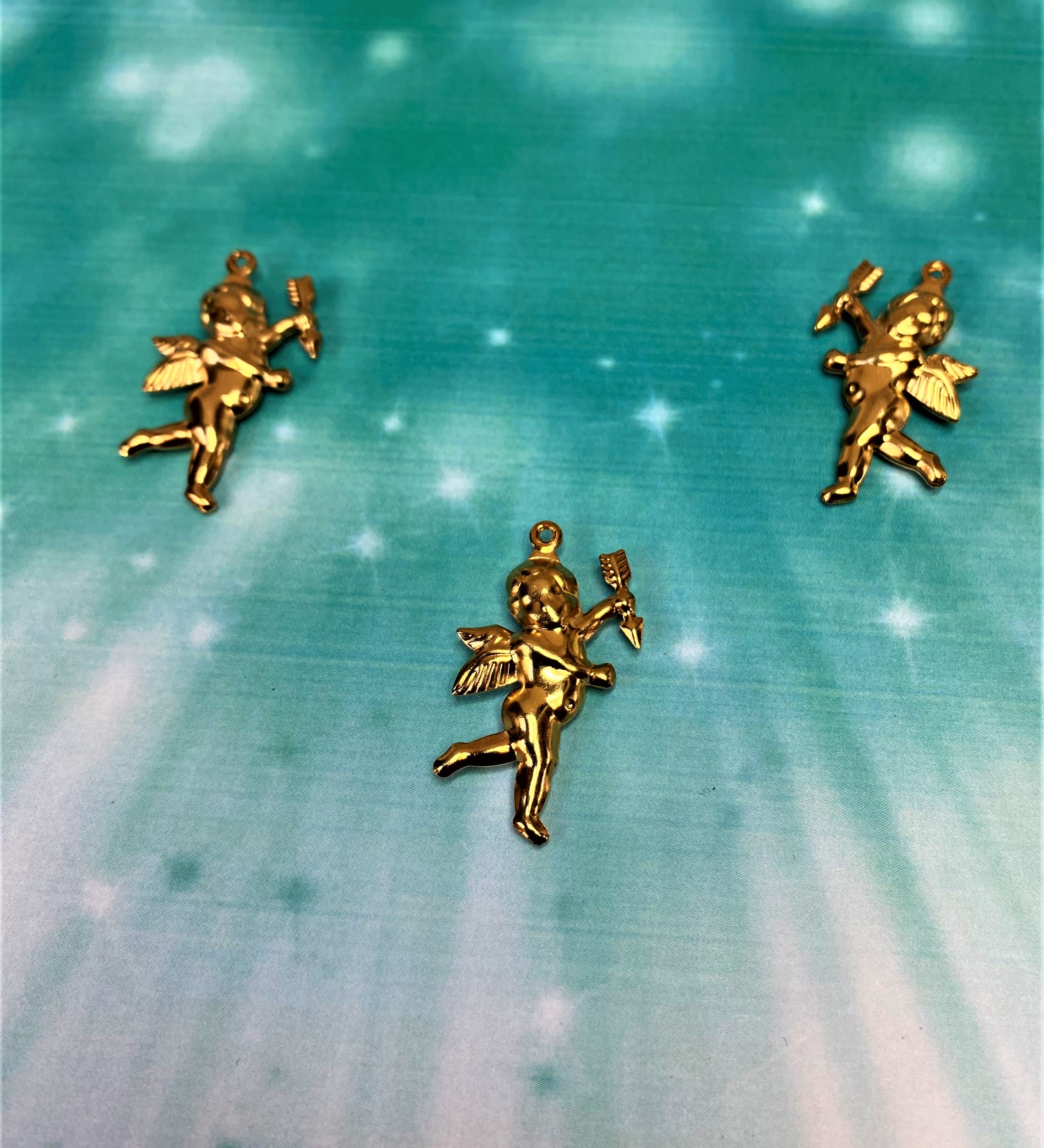 Pendentif - Acier inoxydable - Cupidon 18k plaqué or 