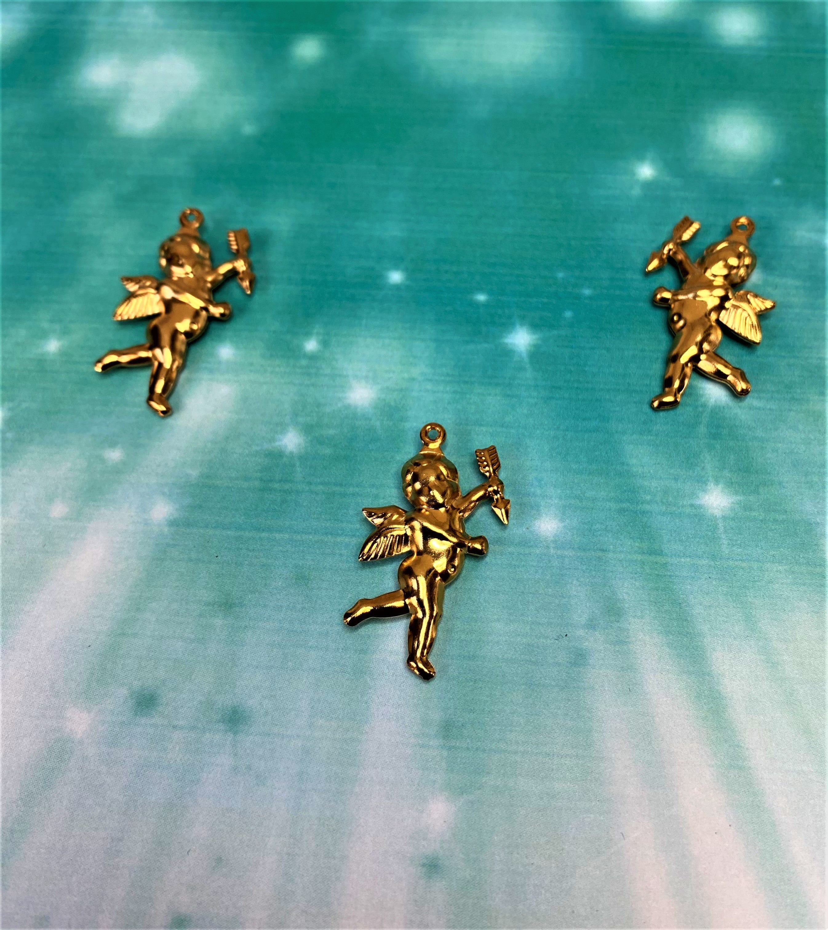 Pendentif - Acier inoxydable - Cupidon 18k plaqué or 