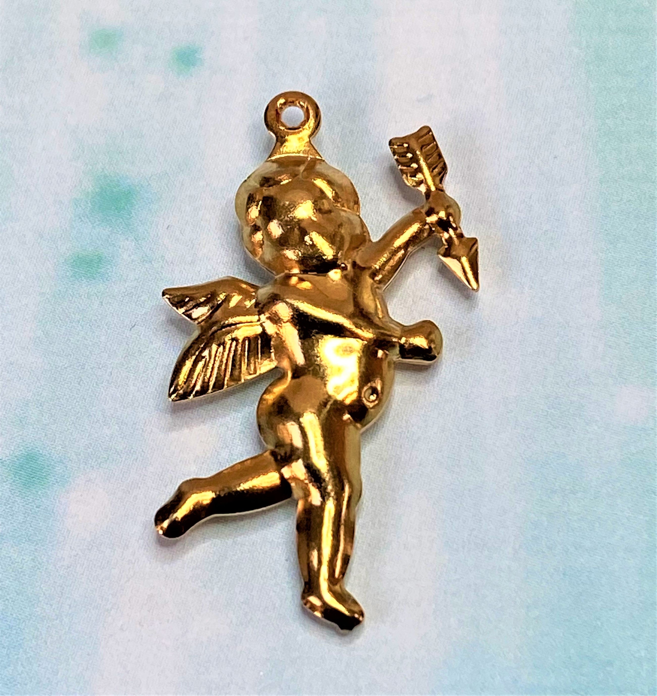 Pendentif - Acier inoxydable - Cupidon 18k plaqué or 