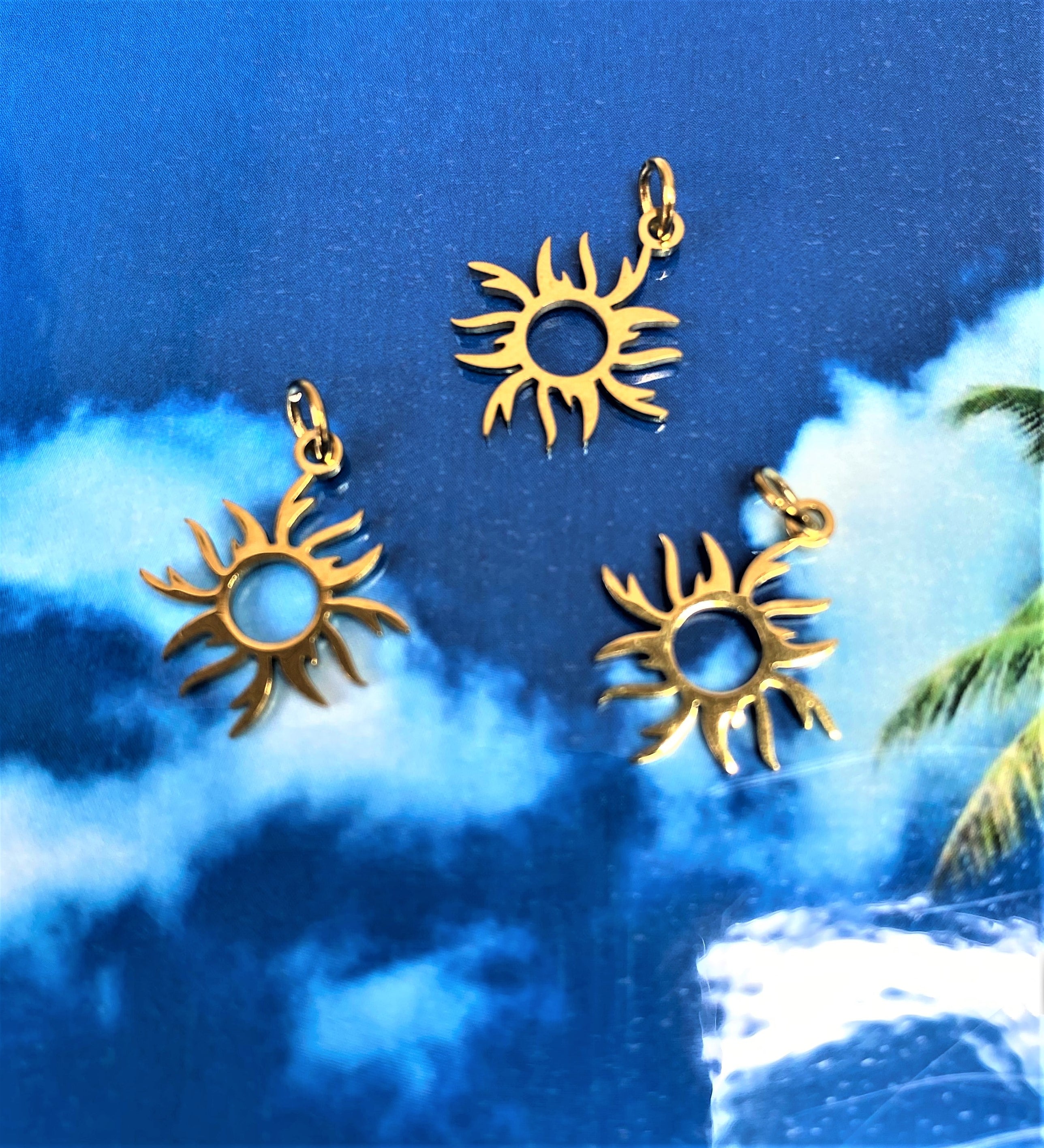 Pendentif éclipse solaire en acier inoxydable, soleil (1 pce)