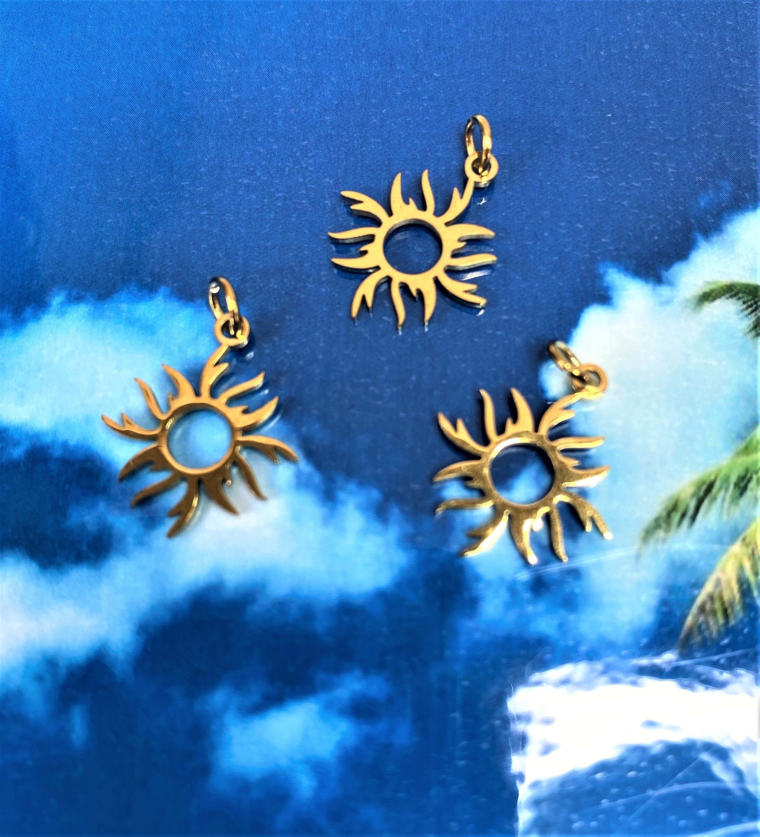 Pendentif éclipse solaire en acier inoxydable, soleil (1 pce)