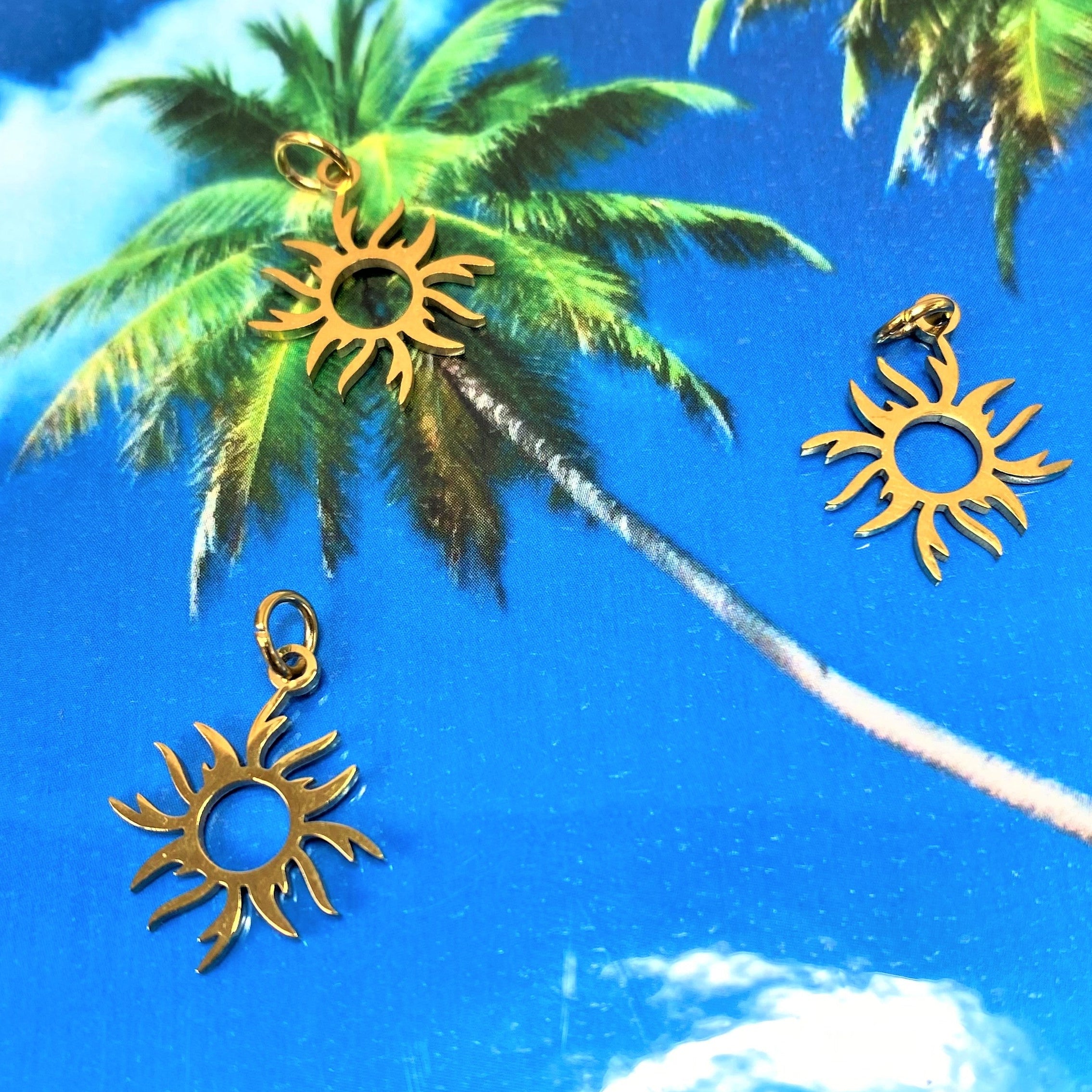 Pendentif éclipse solaire en acier inoxydable, soleil (1 pce)