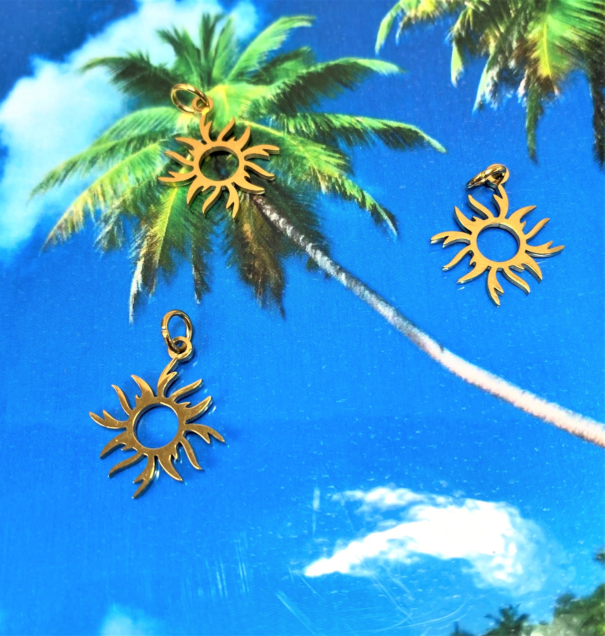 Pendentif éclipse solaire en acier inoxydable, soleil (1 pce)