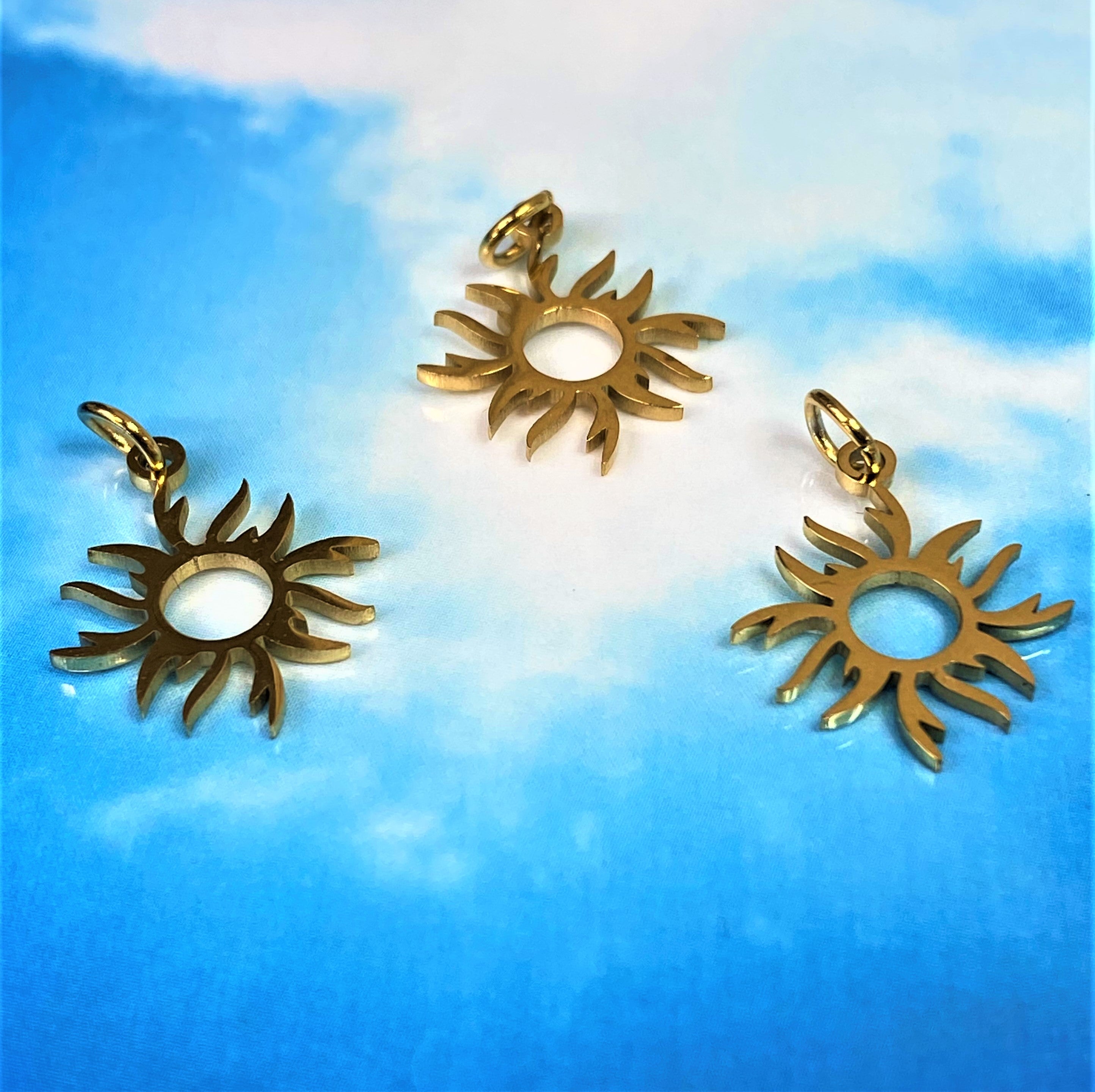 Pendentif éclipse solaire en acier inoxydable, soleil (1 pce)