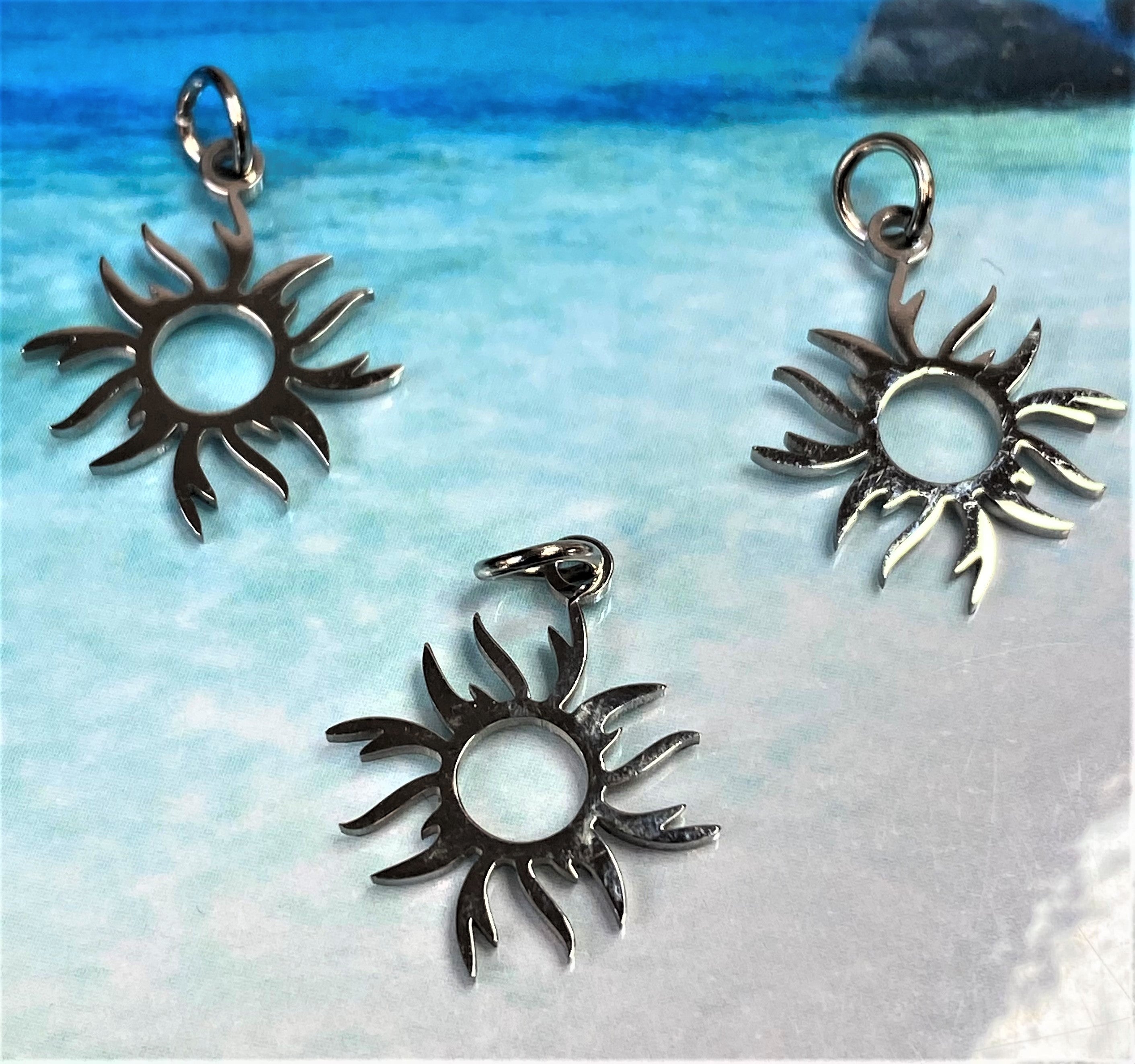 Pendentif - acier inoxydable - Eclipse solaire, couleur argent (1 pce)